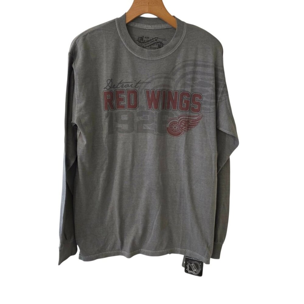 Detroit Red Wings T-Shirt Long Sleeve Gray Level‎ Wear Mens Medium NEW NWT